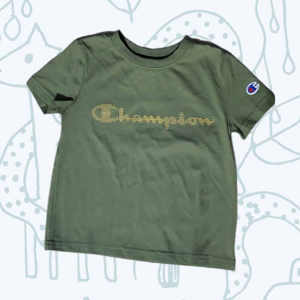CHAMPION Olive Green Logo Short sleeve tee